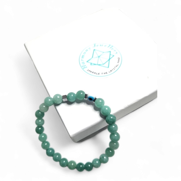 6 mm Jade Evil symbol bracelet - Picture 2 of 2